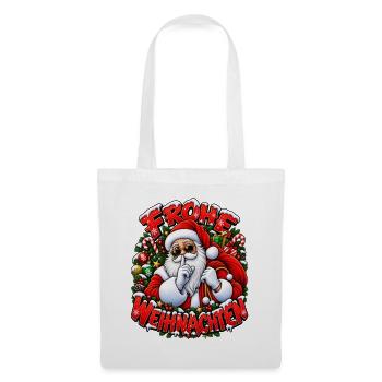 Frohe Weihnachten Nikolaus Weihnachtsmann Geschenk - Stoffbeutel - Weiß - Vorne