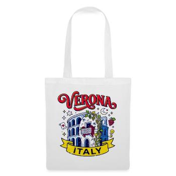 Vintage Verona Italy Travel Typography Aug - Stoffbeutel - Weiß - Vorne
