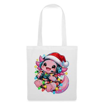 Gaming Weihnachtsdrache mit Lichtern - Stoffbeutel - Weiß - Vorne