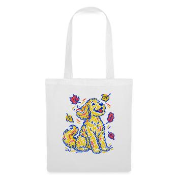 Goldendoodle Hund Herbst Hundemama Hundepapa Bunt - Stoffbeutel - Weiß - Vorne