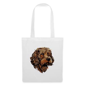 Hund Kopf Locken Braun Illustration - Stoffbeutel - Weiß - Vorne
