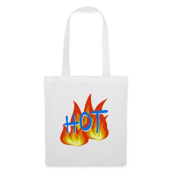 Flammen HOT Schriftzug - Stoffbeutel - Weiß - Vorne