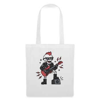 Cute Kawaii Skeleton Rock star Electric Guitarist - Stoffbeutel - Weiß - Vorne