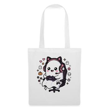 Niedliches Kawaii-Gamer-Geister-Videospiel-Ästhetik-Geschenk - Stoffbeutel - Weiß - Vorne