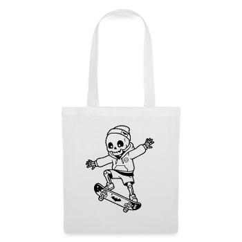 Niedliche Kawaii-Skelett-Skateboard-Linien-Kunst Aesthe - Stoffbeutel - Weiß - Vorne