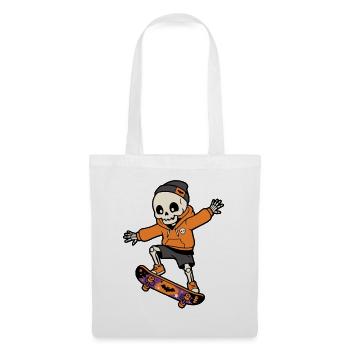 Kawaii Skeleton Skateboarding Halloween Streetwear - Stoffbeutel - Weiß - Vorne