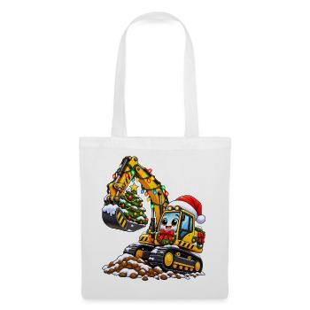 Weihnachtsbagger mit Baumzauber - Stoffbeutel - Weiß - Vorne