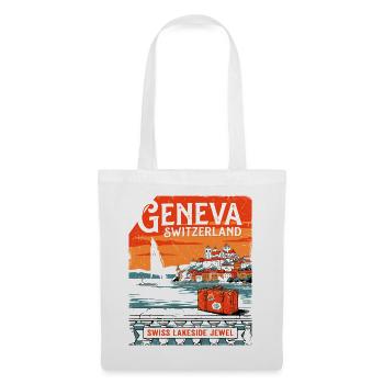 Vintage Geneva Switzerland Lakeside Jewel Travel - Stoffbeutel - Weiß - Vorne
