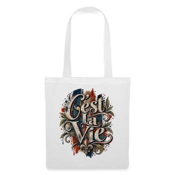 C’est La Vie – Vintage Frankreich Design - Stoffbeutel - Weiß - Vorne