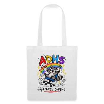 ADHS | 47 Tabs offen Waschbär Chaos - Stoffbeutel - Weiß - Vorne