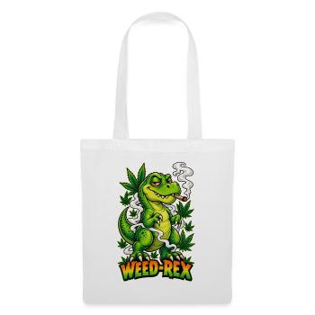 Weed-Rex Smoking Joint Cannabis Dinosaur Design - Stoffbeutel - Weiß - Vorne