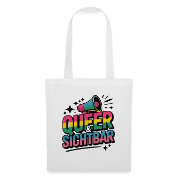 Queer Und Sichtbar Pride LGBTQ Community - Stoffbeutel - Weiß - Vorne