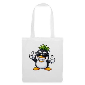 Cooler Pinguin mit Ananas Frisur - Stoffbeutel - Weiß - Vorne