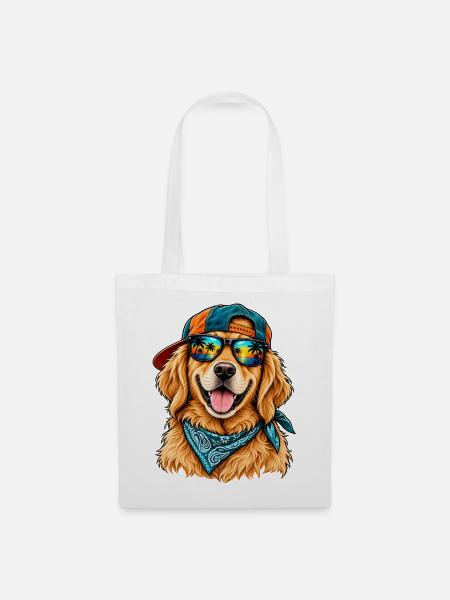 Cooler Golden Retriever – Sommerstrand-Vibes - Stoffbeutel - Weiß