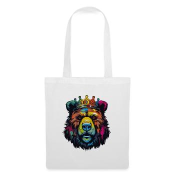 Königsbär Pop Art Portrait - Stoffbeutel - Weiß - Vorne