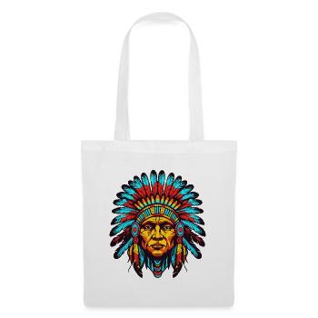 Bunter Indianerhäuptling Kopfschmuck - Stoffbeutel - Weiß - Vorne