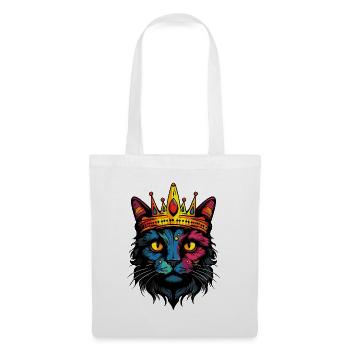 Katzenkönig in Regenbogenfarben - Stoffbeutel - Weiß - Vorne