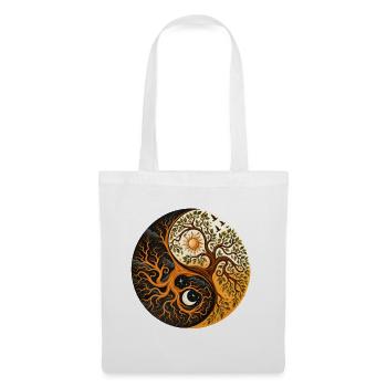 Baum des Lebens Yin Yang – Yoga Balance Meditation - Stoffbeutel - Weiß - Vorne