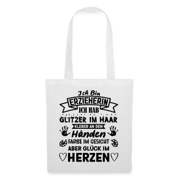 Ich bin Erzieherin ich habe Glitzer im Haar Spruch - Stoffbeutel - Weiß - Vorne