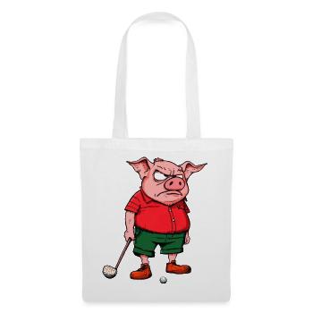 Schwein Golfspieler - Stoffbeutel - Weiß - Vorne