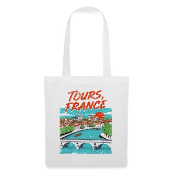 Vintage Style Tours France River Skyline - Stoffbeutel - Weiß - Vorne