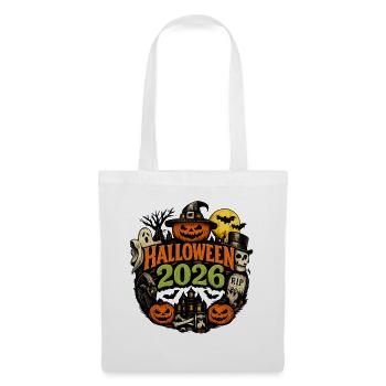Halloween 2026 Kürbis Kostüm - Stoffbeutel - Weiß - Vorne