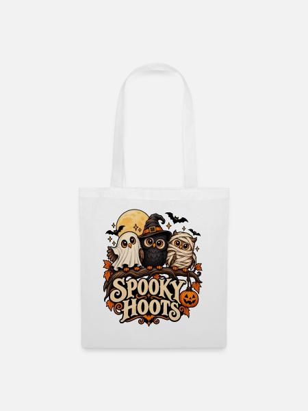 Spooky Hoots Halloween-Eulen - Stoffbeutel - Weiß