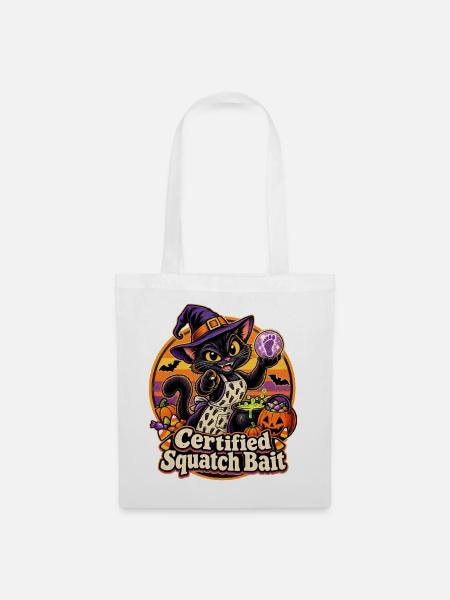 Halloween-Hexenkatze Certified Squatch Bait - Stoffbeutel - Weiß
