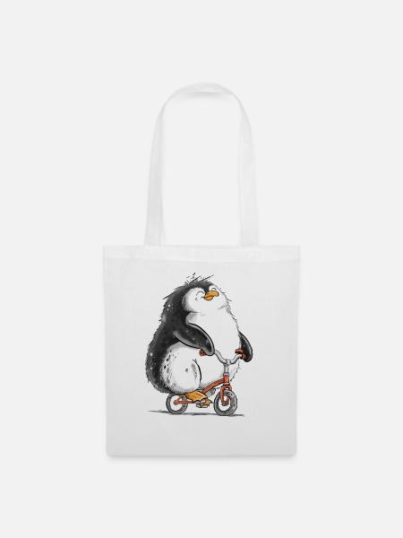 Pinguin Fahrrad Radfahrer Radsport Tierhumor - Stoffbeutel - Weiß