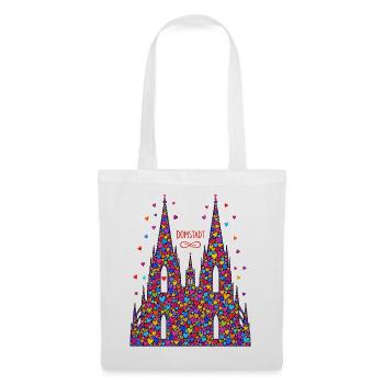Kölner Dom mit Konfetti Karneval Fasching Köln - Stoffbeutel - Weiß - Vorne