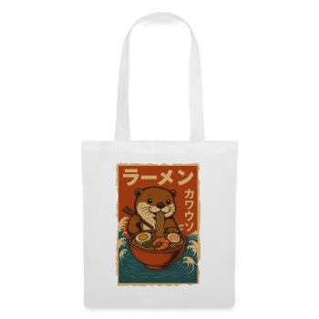 Kawaii Otter Ramen Nudeln Japan Retro - Stoffbeutel - Weiß - Vorne