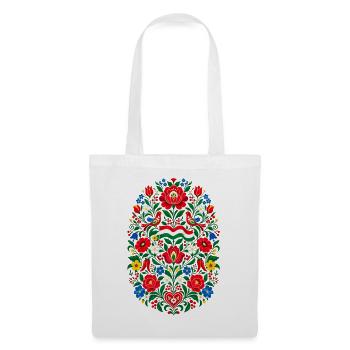 Ungarn | Volkskunst & Blumenornamente - Stoffbeutel - Weiß - Vorne