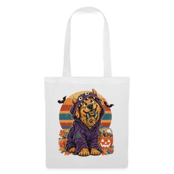 Halloween Hund im Monsterkostüm Retro Sonne für - Stoffbeutel - Weiß - Vorne