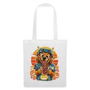 Halloween Hund Leckerli Automat Kostüm Retro Sonne - Stoffbeutel - Weiß - Vorne