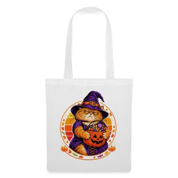Halloween Katze Hexenkostüm Retro Sonne Cat Mom - Stoffbeutel - Weiß - Vorne