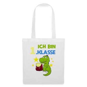 Ich Bin 1.Klasse Dino Erste Klasse 1. Schultag - Stoffbeutel - Weiß - Vorne