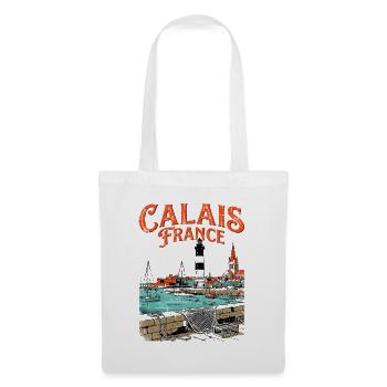 Vintage Calais France Seaside Lighthouse Landscape - Stoffbeutel - Weiß - Vorne
