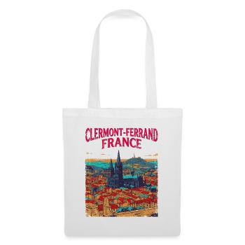 Vintage Clermont Ferrand France City Skyline - Stoffbeutel - Weiß - Vorne