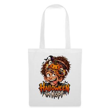 Lustiges Halloween-Motiv Halloween im Kopf - Stoffbeutel - Weiß - Vorne