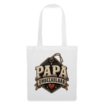 Vatertag Papa - Unbezahlbar Preisschild Retro - Stoffbeutel - Weiß - Vorne