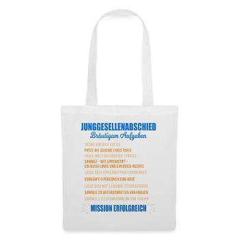 Junggesellenabschied Aufgaben Bräutigam Checkliste - Stoffbeutel - Weiß - Vorne