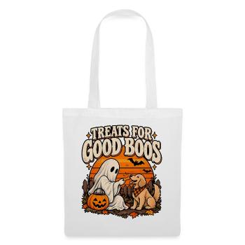Geist und Hund: Halloween Leckerei - Stoffbeutel - Weiß - Vorne
