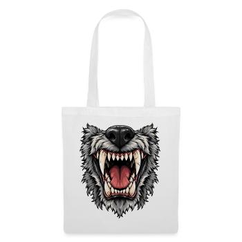 Wolfsmaul Gebrüll Motiv - Stoffbeutel - Weiß - Vorne