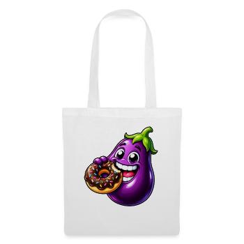 Aubergine Süß Cartoon Keks Nachtisch - Stoffbeutel - Weiß - Vorne