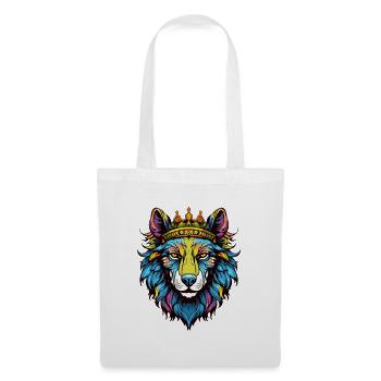 Wolf mit Krone - Stoffbeutel - Weiß - Vorne
