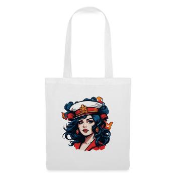 Retro-Sailor Pinup Porträt - Stoffbeutel - Weiß - Vorne