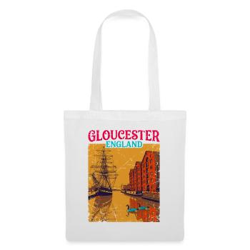 Gloucester England Retro City Travel Poster - Stoffbeutel - Weiß - Vorne