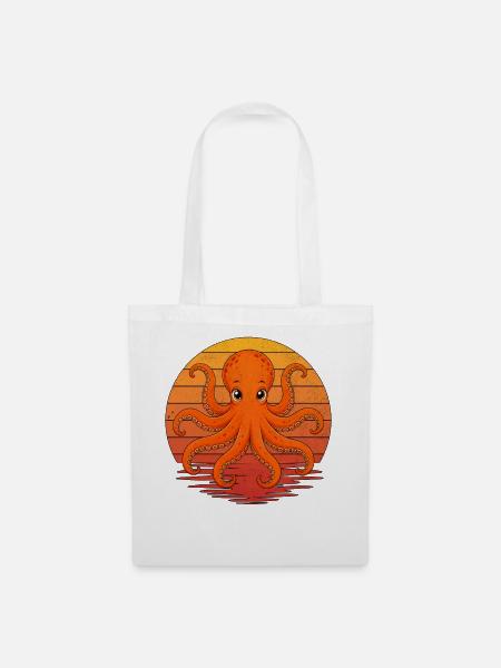 Süßer Retro-Oktopus - Stoffbeutel - Weiß