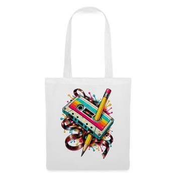 Retro Kassetten-Kunststift-Splash - Stoffbeutel - Weiß - Vorne
