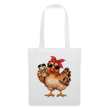Coffee Chick mit Bandana und Sonnenbrillen - Stoffbeutel - Weiß - Vorne